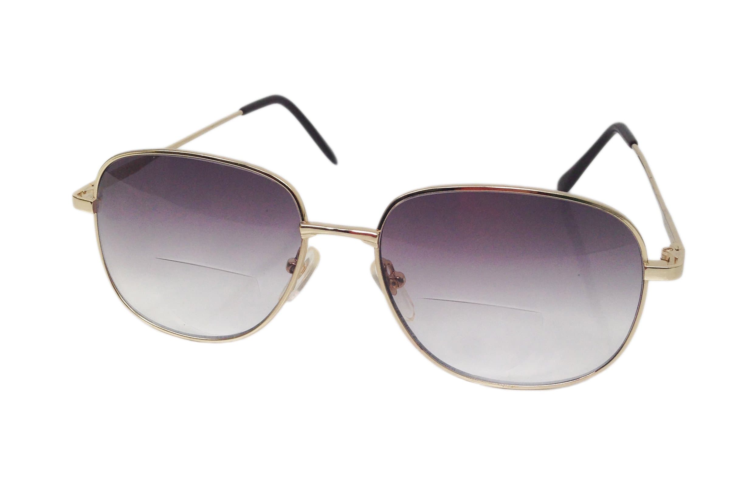 NEW LARGE BIFOCAL GOLD FRAME TINTED READING GLASSES TWO TONE LENSES MAGNIGO (+2.75)