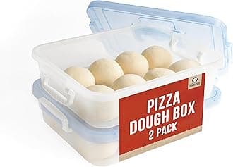 Chef Pomodoro Large Pizza Dough Proofing Box with 2 Trays and 2 Lids, 17.3 x 13.4, Pizza Dough Container with Lid Fits 6-8 Dough Balls, Pizza Dough Tray With Convenient Carry Handle (Blue)