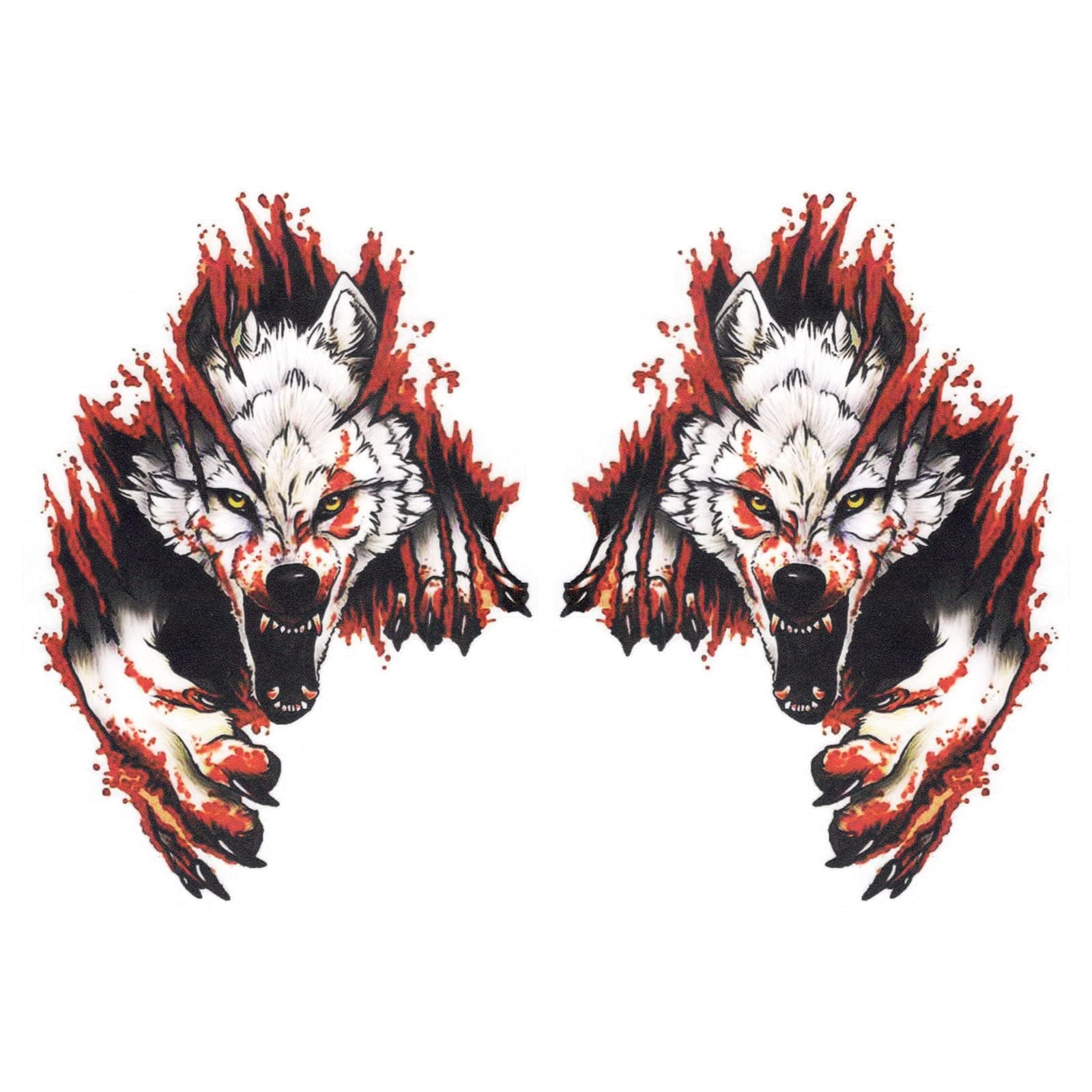 ECSiNG 2PCS 3D Lifelike Wolf Sticker Simulation Animal Decal Self-Adhesive PET Decorative Emblem Badge for Automotive Motorcycle Window Wall Laptop