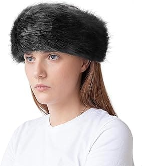 Faux Fur Headband Women Winter Earwarmer Earmuff Ski Hat (Black)