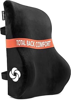 Memory Foam Lumbar Support Pillow, Ergonomic Back Cushion for Office Chair, Gaming Chair, Automotive Full Back Support, Home Essentials for Sitting Comfort and Posture Relief, Black