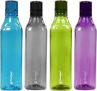Cubic - BPA-free Plastic Water Bottle Set of 4 Pcs , Each 1000ml, Multicolor