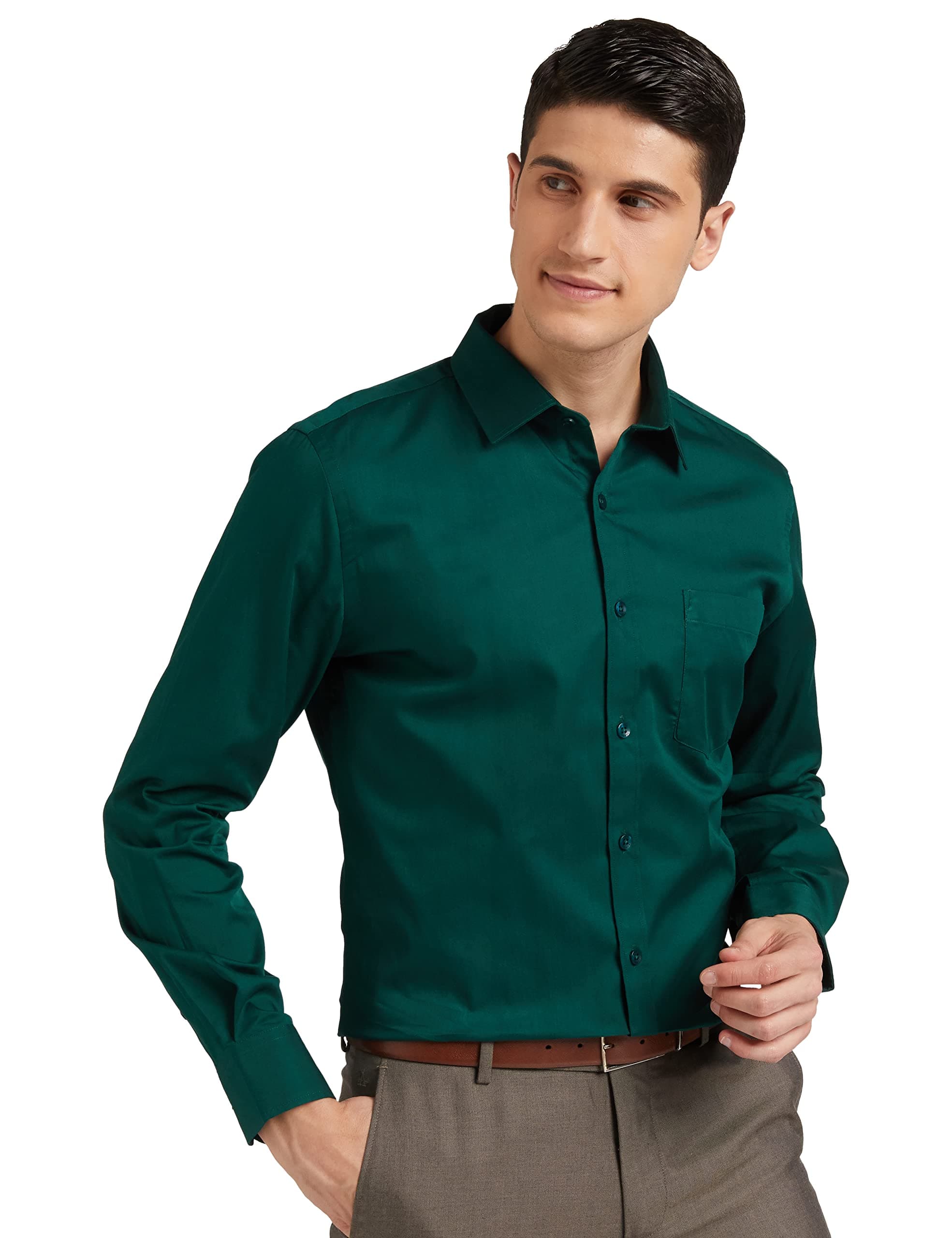 Men's Solid Cotton Slim Fit Formal Shirt | Plain | Full Sleeve