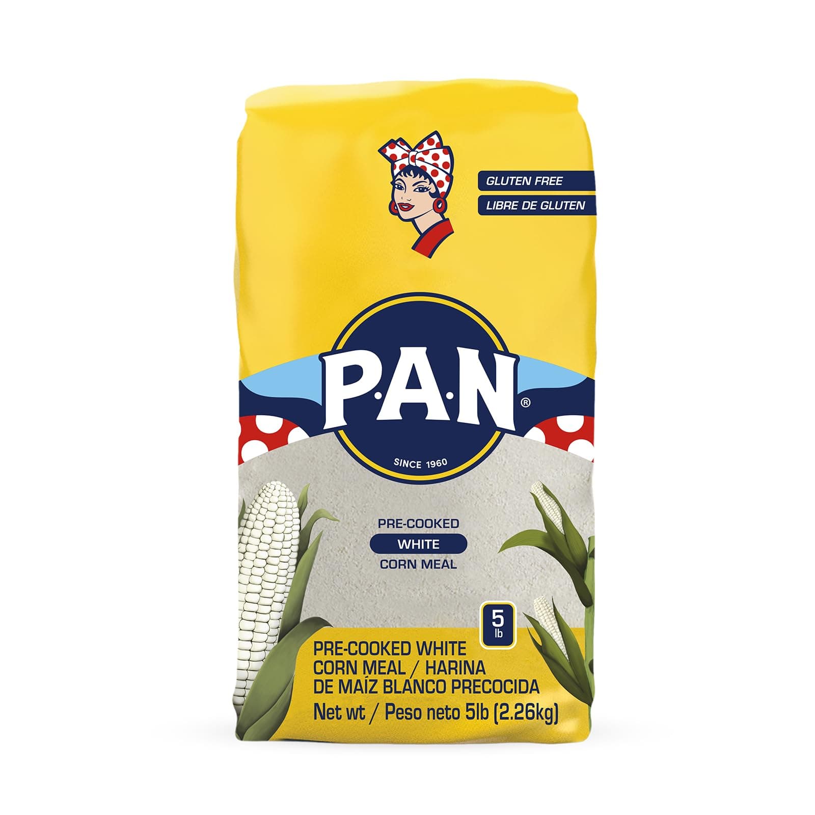 P.A.N. Harina Blanca - Pre-cooked White Corn Meal 5 POUND PACK by PAN