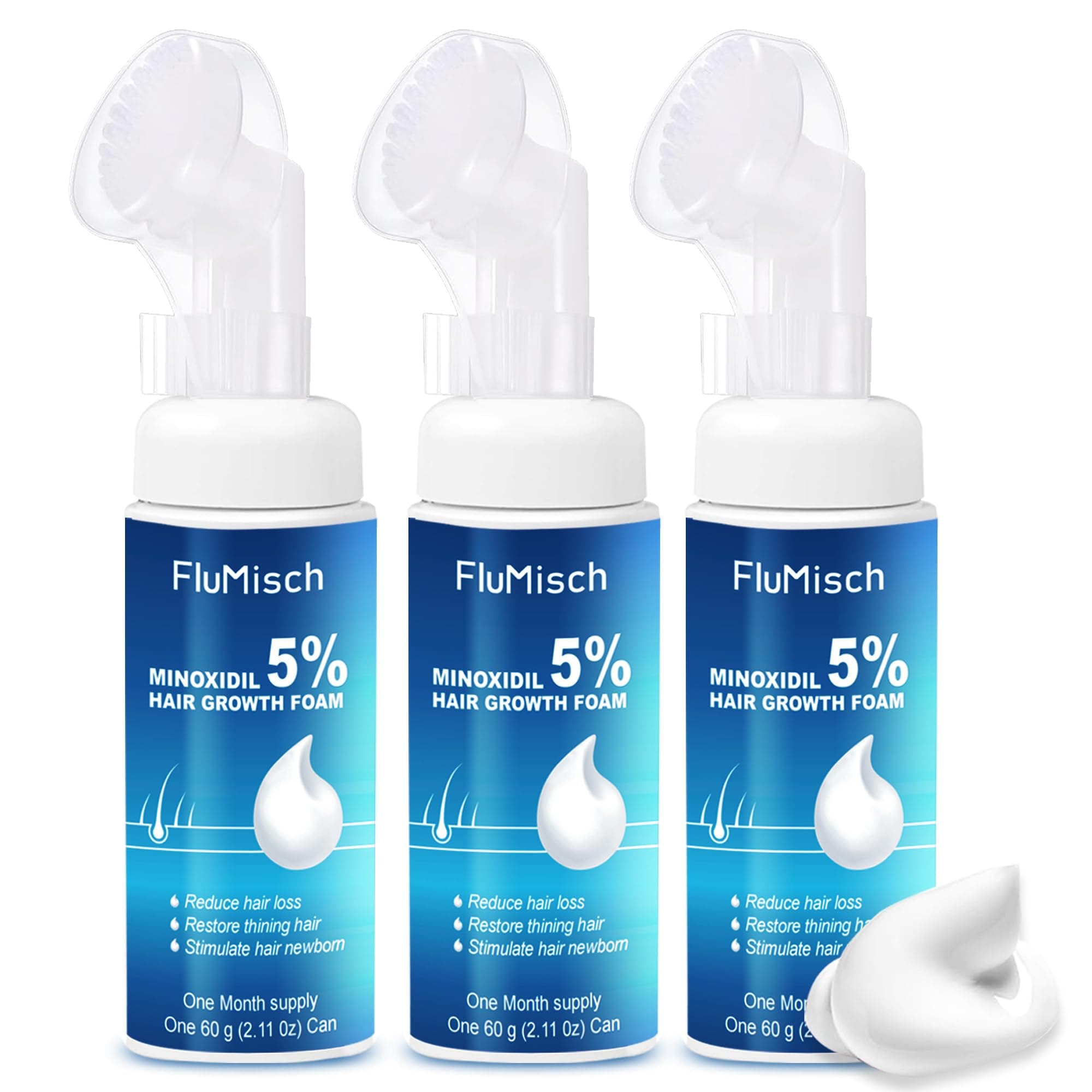 FluMisch (フラミッシュ) 5%ミノキシジルフォーム 男性用 5%ビオチンと5%ミノキシジル使用 発毛を遅らせ、髪の再生を促進 3ヶ月分 (3個)