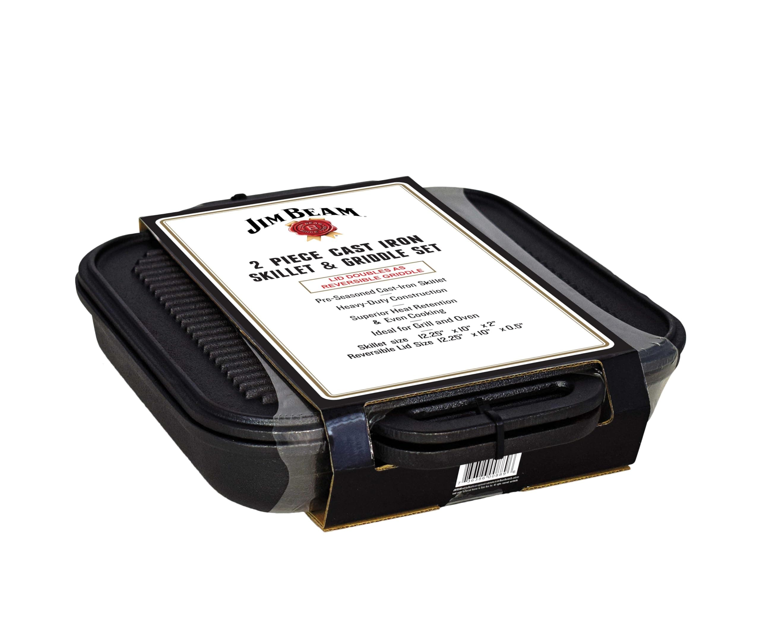 3-in-1 Cast Iron Skillet with Double Sided Griddle, 3, Black