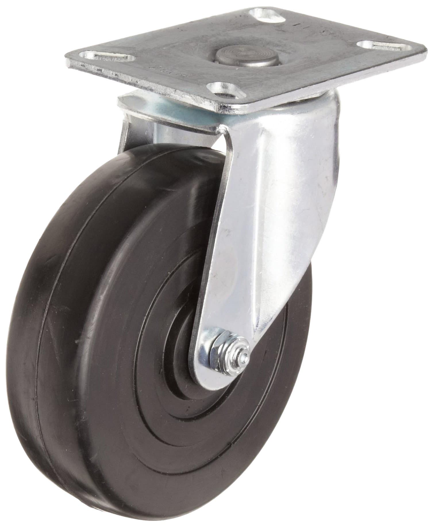 E.R. Wagner Plate Caster, Swivel, Soft Rubber Wheel, Delrin