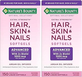 Advanced Hair, Skin & Nails, Argan-Infused Vitamin Supplement with Biotin and Hyaluronic Acid, 150 Rapid Release Softgels (Pack of 2)