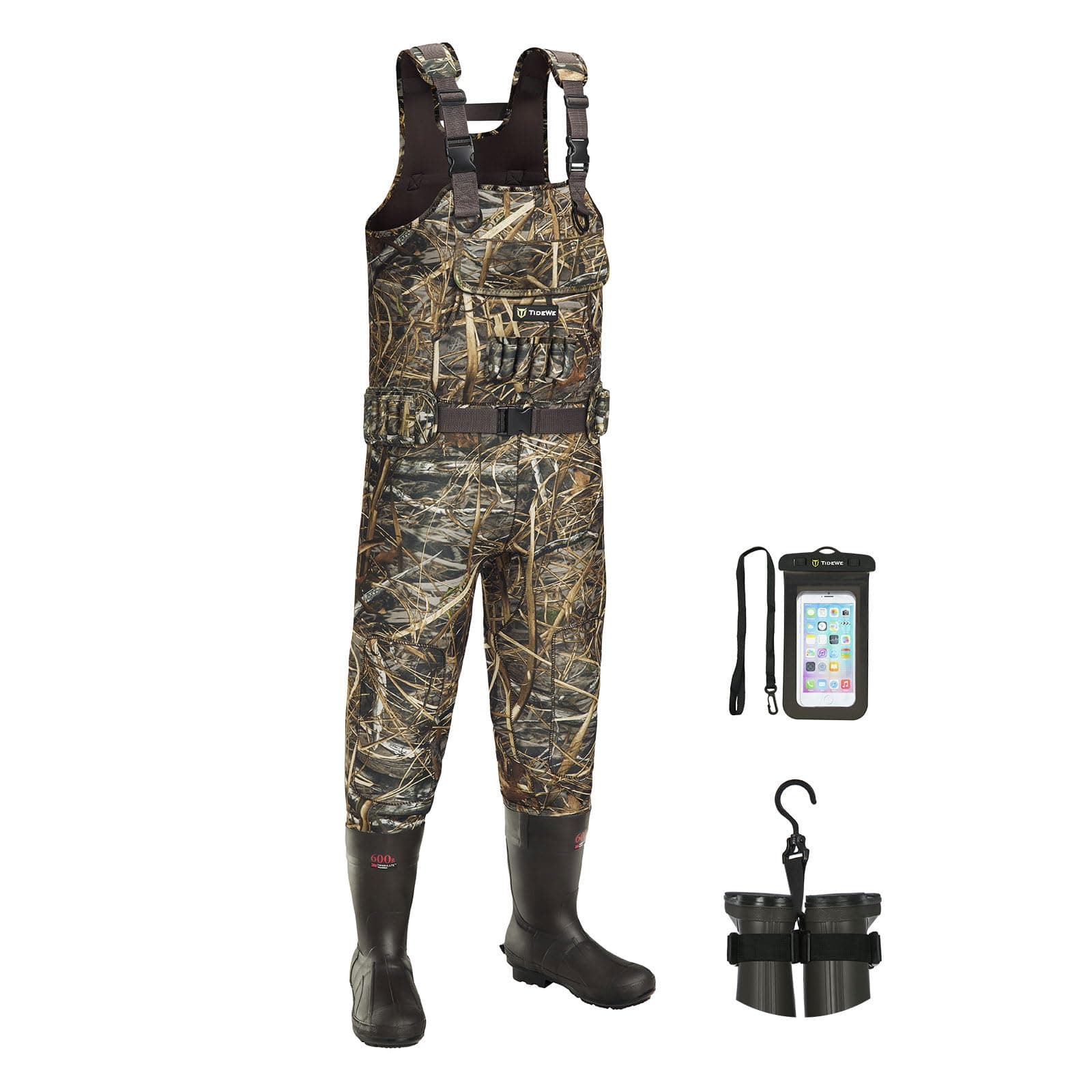 Hunting Waders with Boot Hanger & 600G Insulation, Waterproof Cleated Neoprene Bootfoot Fishing Chest Waders