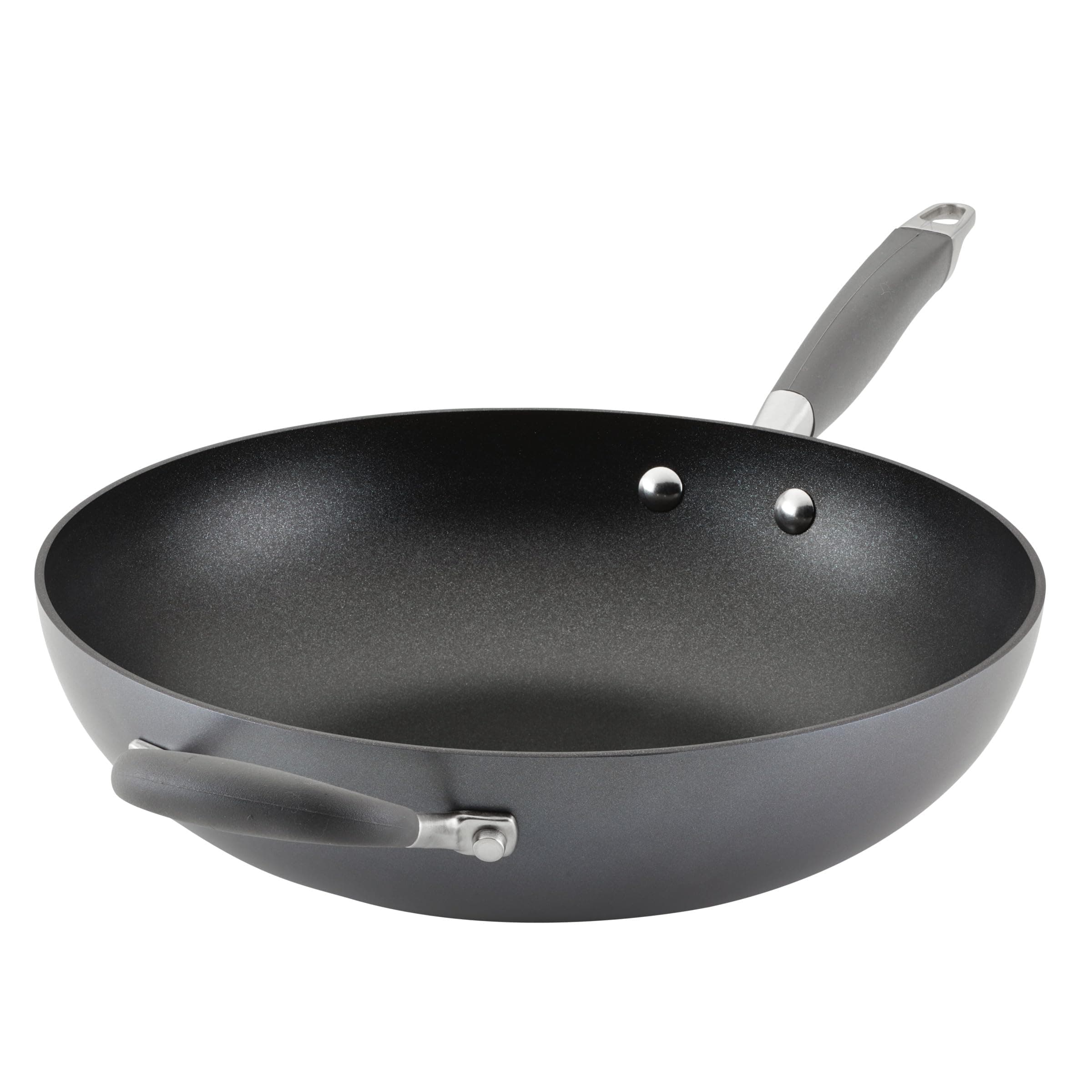 Anolon Advanced Home Hard Anodized Nonstick Pan, Stir Fry w/Helper Handle (12"), Moonstone