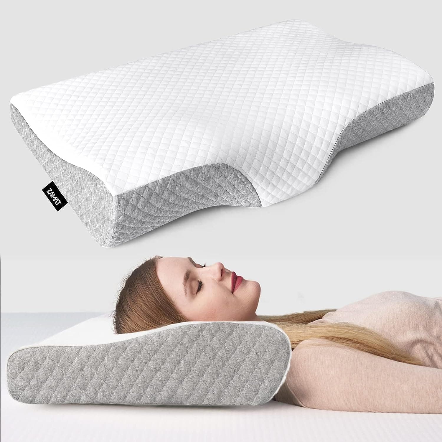 Memory Foam Pillow, Contour Cervical Orthopedic Memory Foam Pillows Supports Neck Pain and Shoulder Pain for Sleeping, Ergonomic Cervical Pillow Neck Support Pillow for Side Back (B2)