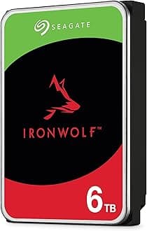 IronWolf, 6 TB, NAS, Internal Hard Drive, CMR, 3.5 Inch, SATA, 6GB/s, 5,400 RPM, 256MB Cache, for RAID Network Attached Storage, 3 year Rescue Services (ST6000VN0033)