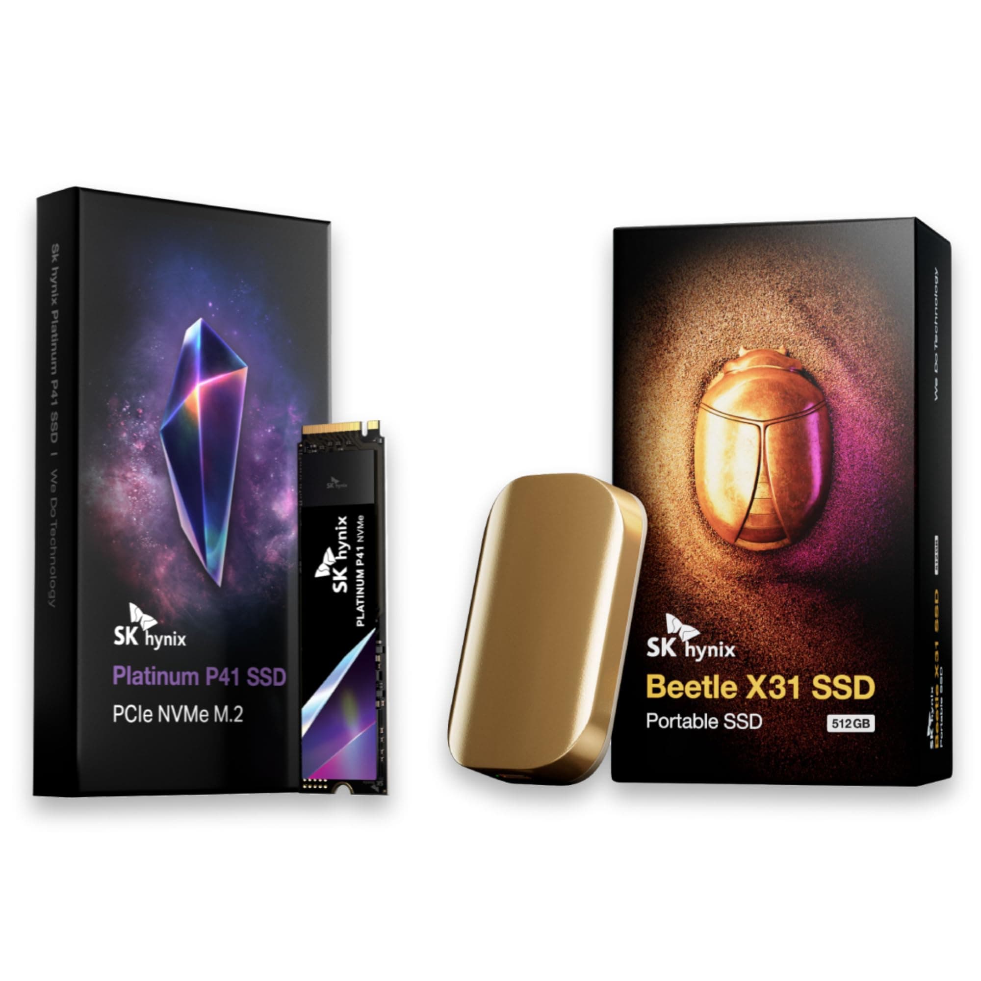 SK hynix SSD Bundle: Platinum P41 2TB + Beetle X31 512GB Portable SSD | Set Kit - Internal M.2 NVMe PCIe Gen 4 SSD & USB 3.2 Gen2 Type-A Type-C External SSD with DRAM
