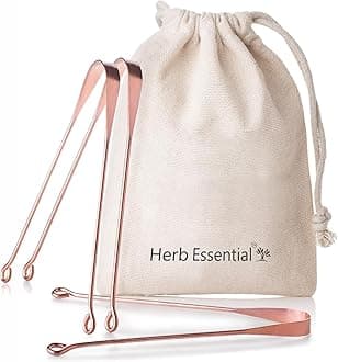 Herb Essential Copper Tongue Scrapers - 3 Pack, Natural Oral Hygiene, Fresh Breath, Bacteria Removal, Comfortable & Flexible Handle