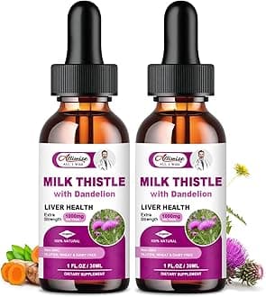 Liver Health Support Liquid 2 Pack,600mg Milk Thistle 80% Silymarin Extract & 250mg Dandelion Root Extract, Liver Cleanse Detox & Repair Fatty Liver Formula, Vegan, Non-GMO and All-Natural