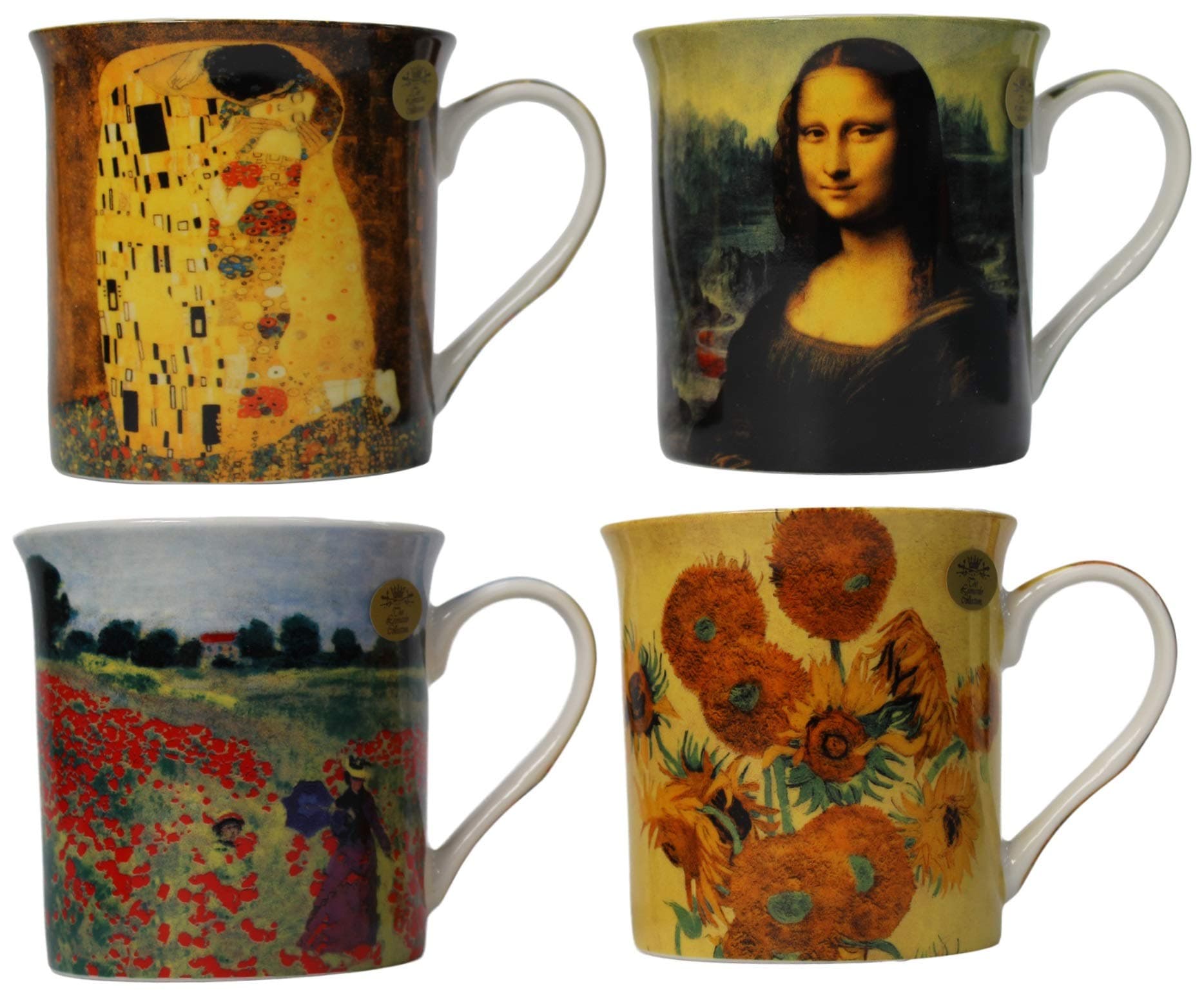 Leonardo Collection Set 4 China Coffee Mugs Set Gustav Klimt Da Vinci Van Gogh