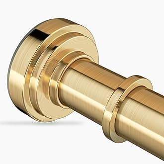 Gold Shower Curtain Rod 36-68 Inch(3-5.6ft) Never Rust No Drilling Spring Tension Shower Rod, Adjustable Curtain Rod for Bathroom Window Closet