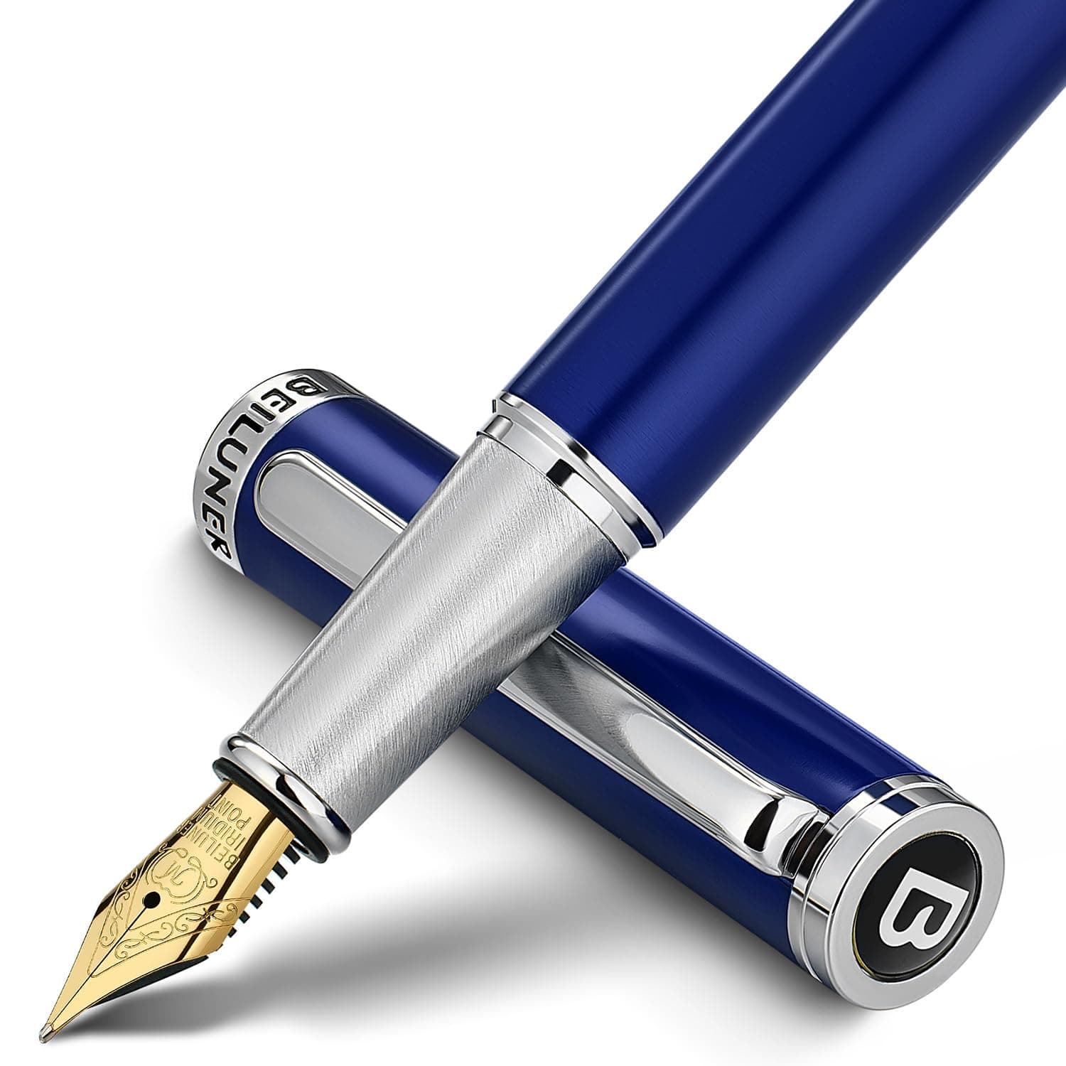 - BEILUNER Luxury Fountain Pen Set,Solid 24K Gilded Medium Nib, Modern Classic Limited Edition -Includes 6 Ink Cartridges&Ink Refill Converter with Gift Case-Perfect for Men and Women（Charming blue）