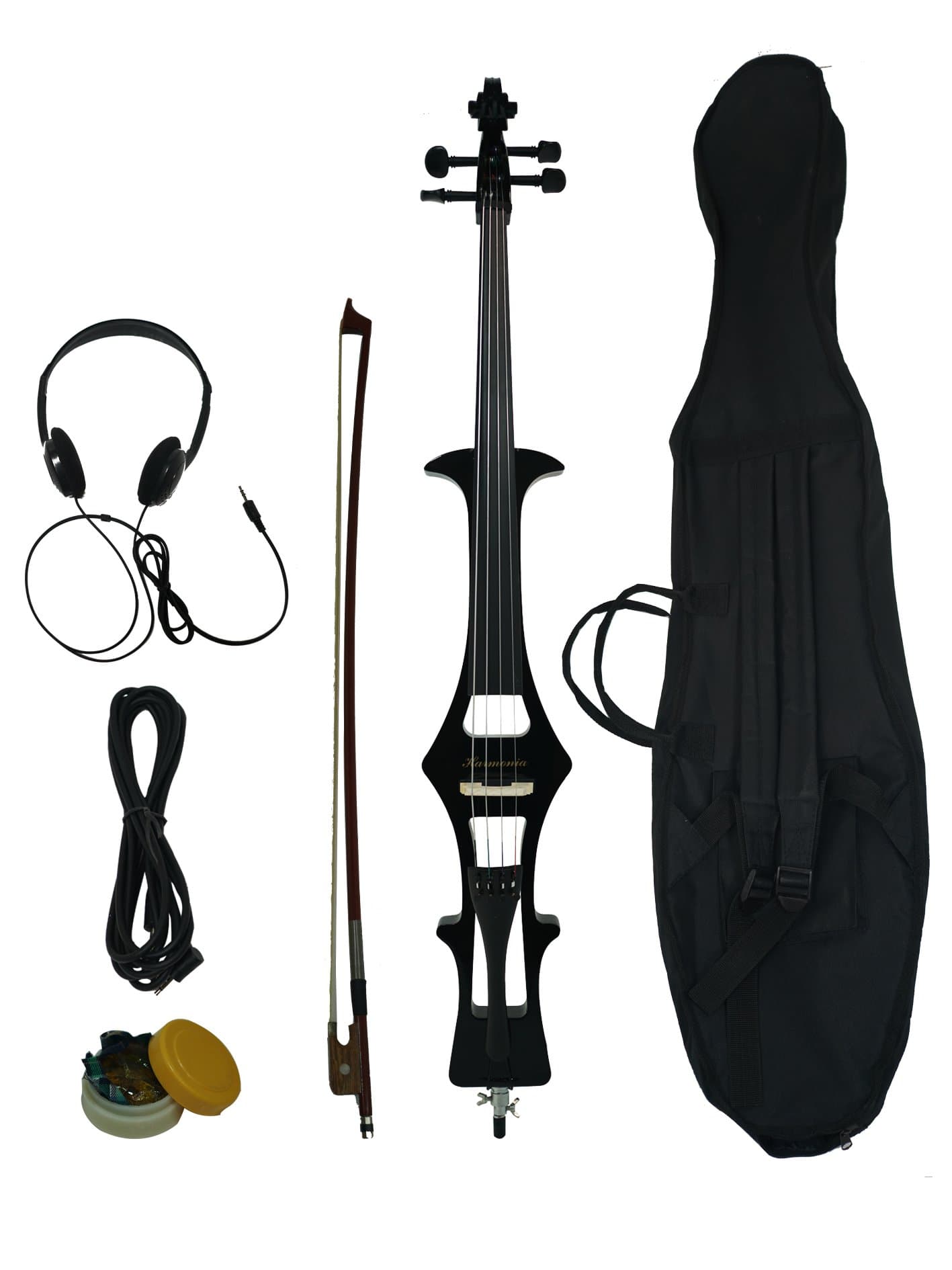 4/4 Black Metallic Electric Cello, w/a gig bag,bow,rosin, headphone, cable & battery Ebony Fittings