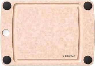Epicurean All-In-One Cutting Board with Non-Slip Feet and Juice Groove, 10" × 7", Natural/Black