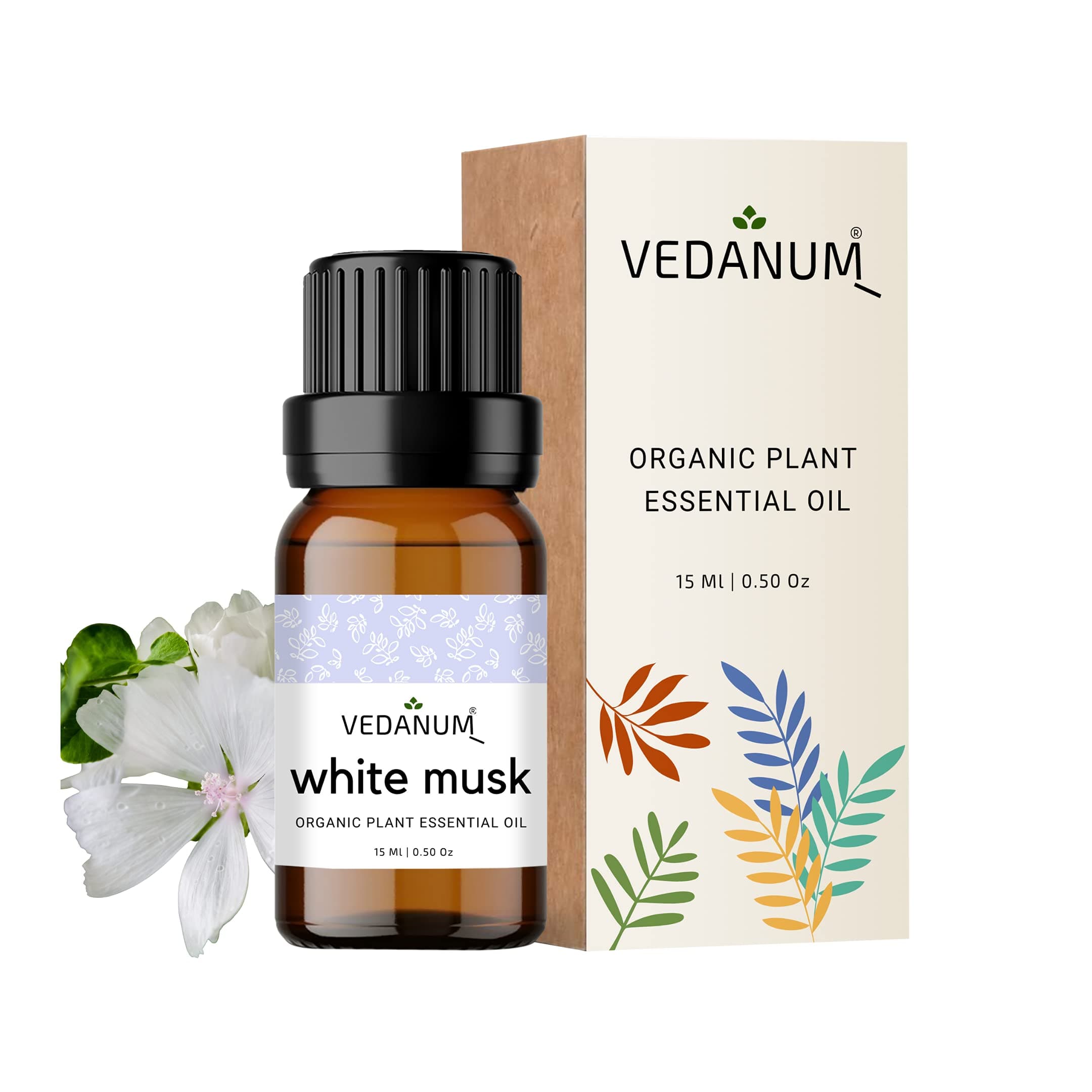 VEDANUM Premium White Musk Essential Oil for Aromatherapy, Oil Diffuser & Home Fragrance (15ml, Organic Concentrate) White Musk