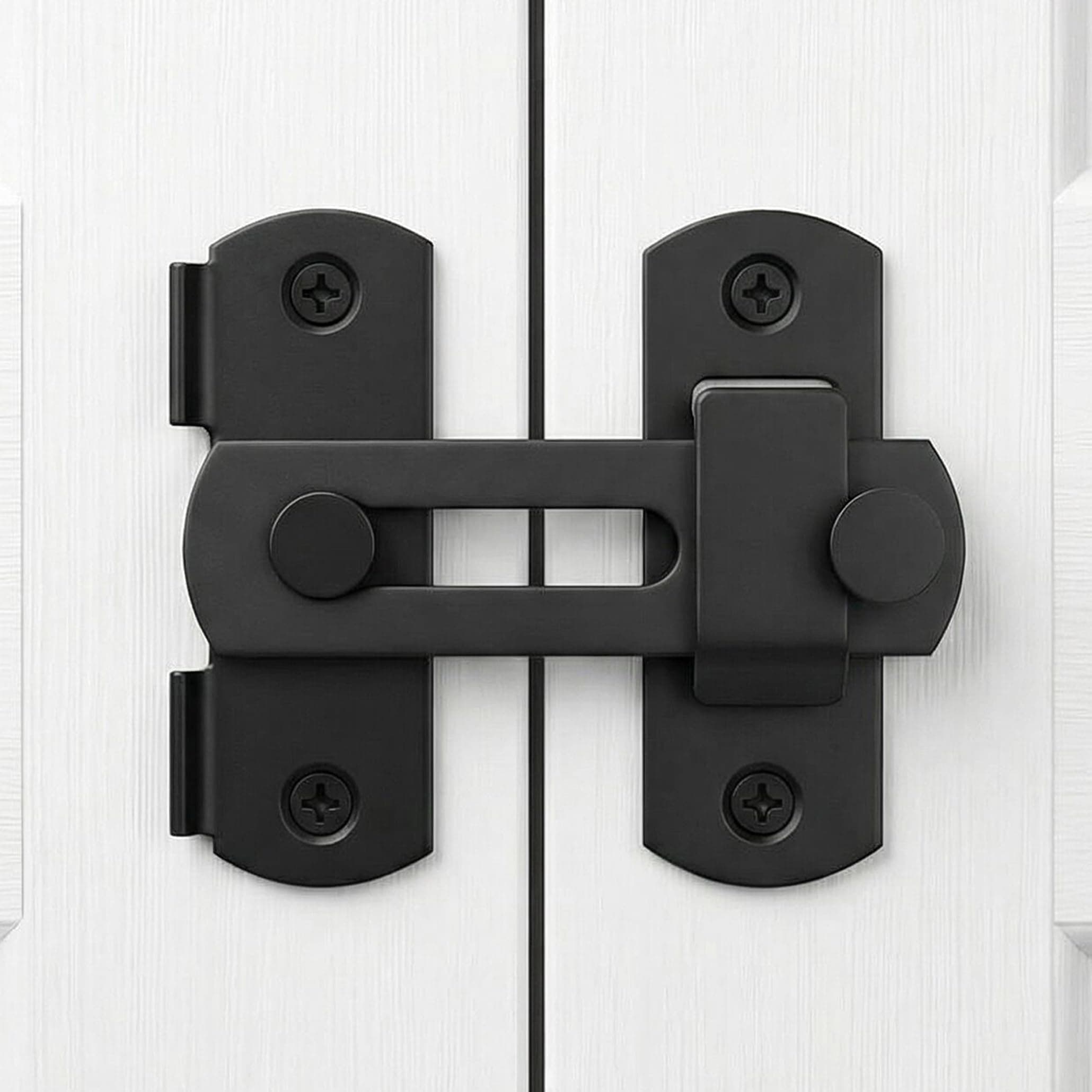 DOUBLE 2 C Barn Door Lock, Barn Sliding Door Antique Lock Gate Latches Wine Cabinet Carbon Steel Closet Door Black
