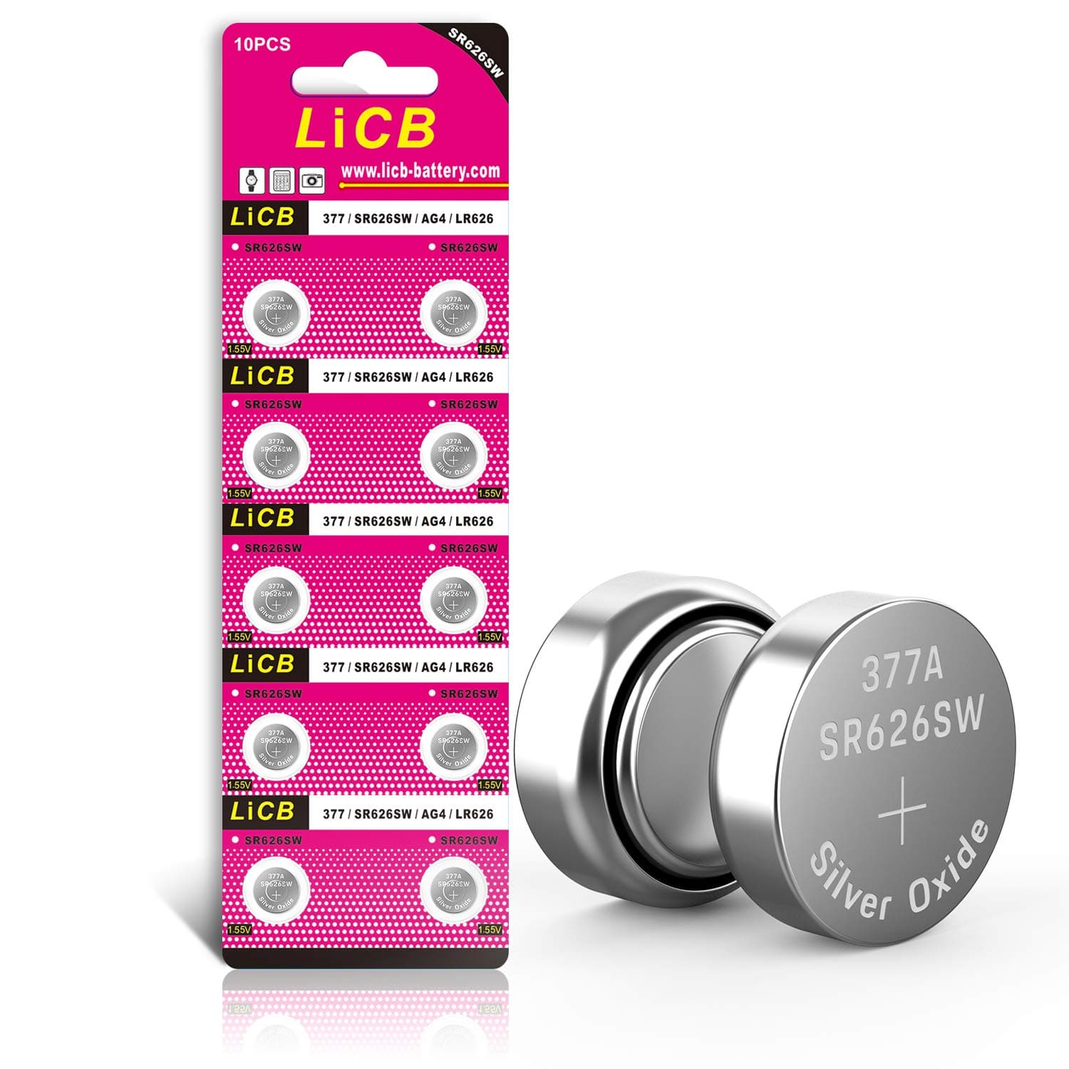 LiCB 10 PCS SR626SW 377 AG4 1.5V Button Cell Watch Batteries