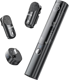 BOYA Magic Microphone Wireless(Stand not included), Clip On, Handheld, Desktop, On-camera, Microphone for iPhone 15/16 Series, Mini Lavalier Mic with USB-C Plug, Lapel Mic for Streaming, Vlogging