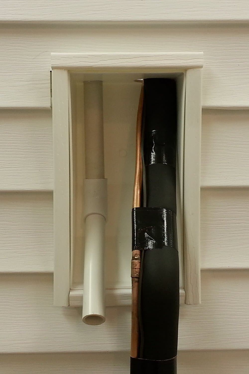 White Line Set Rough In Box Hvac Contractors Termination Point for Line Set Condensation Drain and Low Voltage Wire