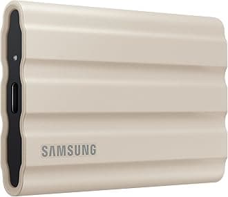 Samsung T7 Shield Portable SSD 1TB USB 3.2 Gen2 External SSD, Beige, Up to 1,050MB/s, Rugged, IP65 Water & Dust Resistant, for Photographers, Content Creators and Gaming, Mac Compatible, MU-PE1T0K