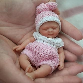 MYREBABY 4.5" Reborn Baby Doll Silicone Full Body Miniature Realistic Newborn Doll，Mini Realistic Newborn Baby Dolls Silicone Full Body Stress Relief（Girl）