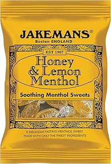 Jakemans Honey & Lemon Flavour 100g Bags - Pack of 10 - Soothing menthol sweets - Suitable for vegetarians