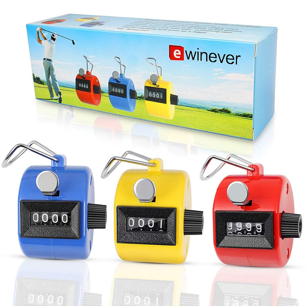 ewinever 3-Pack Handheld Tally Counter 4 Digit Mechanical Palm Clicker Counter, Number Counter/Pitchers Scores Counter/Crochet Stitch Counters and Other Sport Event