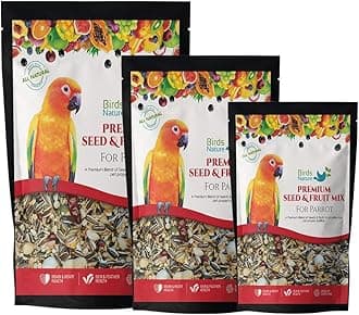 Premium Seed & Fruit Mix for All Large Parrot, African Greys, Senegals, Amazons, Eclectus, Small Cockatoos,Conures, Caiques & Exotic Birds (2500g)