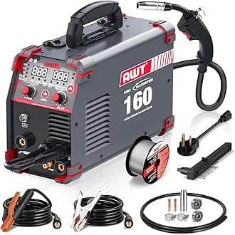 Simplified Aluminum 160A MIG Welder,6 in 1 Gas MIG/Gasless Flux Core MIG/Stick/Lift TIG/Aluminum MIG Welding Machine, 110/220V Dual Voltage,Multi-Process Welding Machine