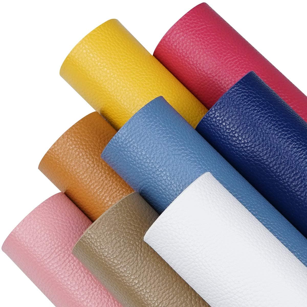 Double Sided Litchi Grain Texture Synthetic Faux Leather Fabric Sheets 8 Pieces A5 Size 8"x 6"(21cm x 15cm) 1.6MM Thickness for Earrings Making, Hair Bows Making, Sewing Material