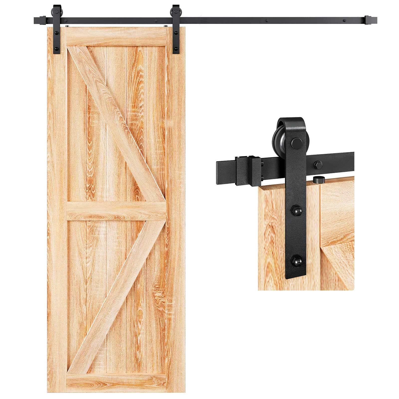 EaseLife 5.5 FT Heavy Duty Sliding Barn Door Hardware Track Kit,Basic J Pulley,Slide Smoothly Quietly,Easy Install (5.5FT Track Kit for 30"~33" Wide Single Door)