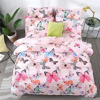 Merry Christmas Theme Bedding Set King Size For Adult Women Girls Cute Cartoon Butterfly Comforter Cover Boys Teens Kids Butterfly Pink Retro Duvet Cover 3 Pieces Soft Microfiber Reversible Bedspread