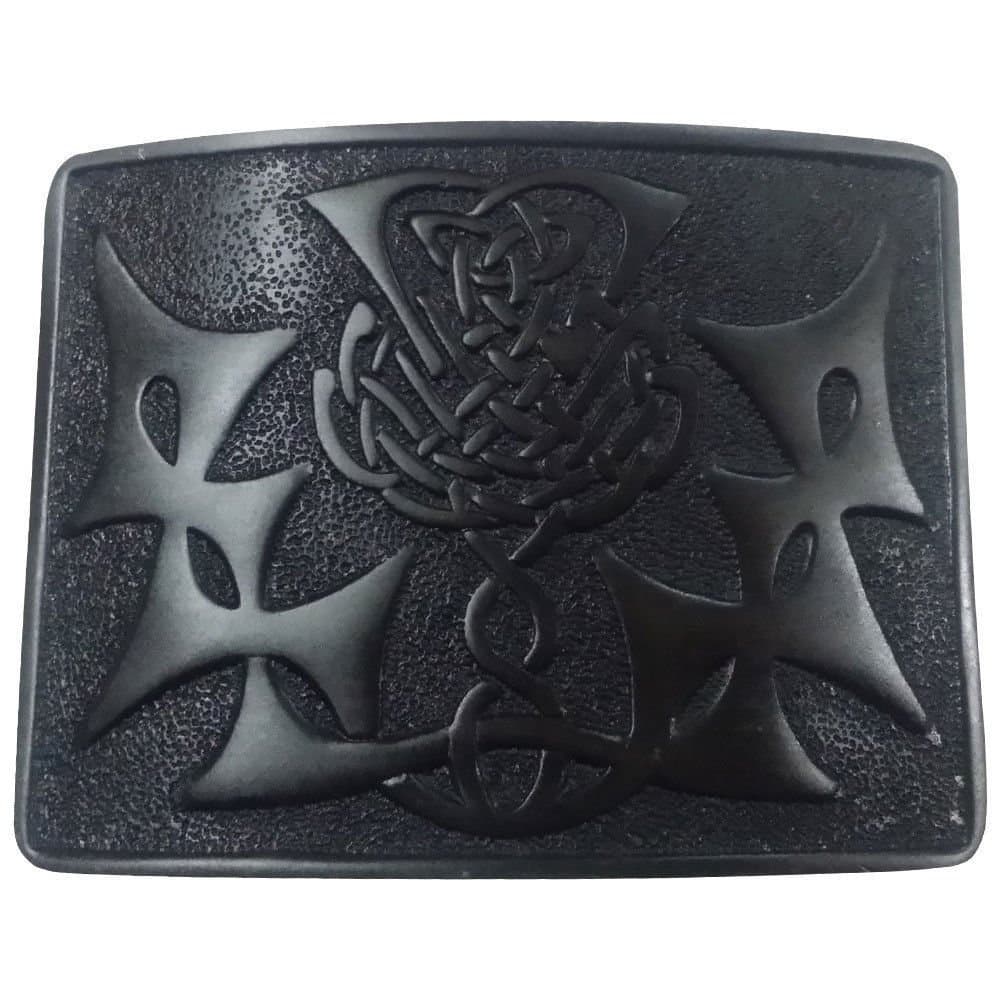 Highland Thistle Belt Buckle - Black Chrome Finish