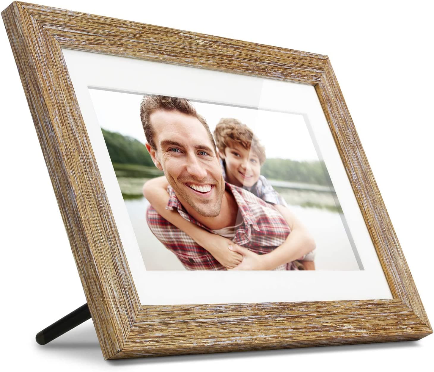 10” Distressed Wood Digital Photo Frame with Auto Slideshow, 1024 x 600 (ADPFD10F), 10" Wood Border, 10 Inch