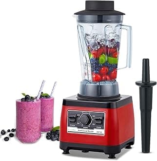 BioloMix Heavy Duty Professional Blender, Peak 2200W Commercial Grade Bar Blender With 70Oz Container For Shakes, Smoothies, Ice Crushing, Frozen Fruits, Soups, Dry Grinding (Red)