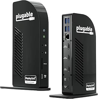 USB-C Triple Display Docking Station with Charging Support/Power Delivery for Compatible Windows USB C and Thunderbolt 3 Computers.