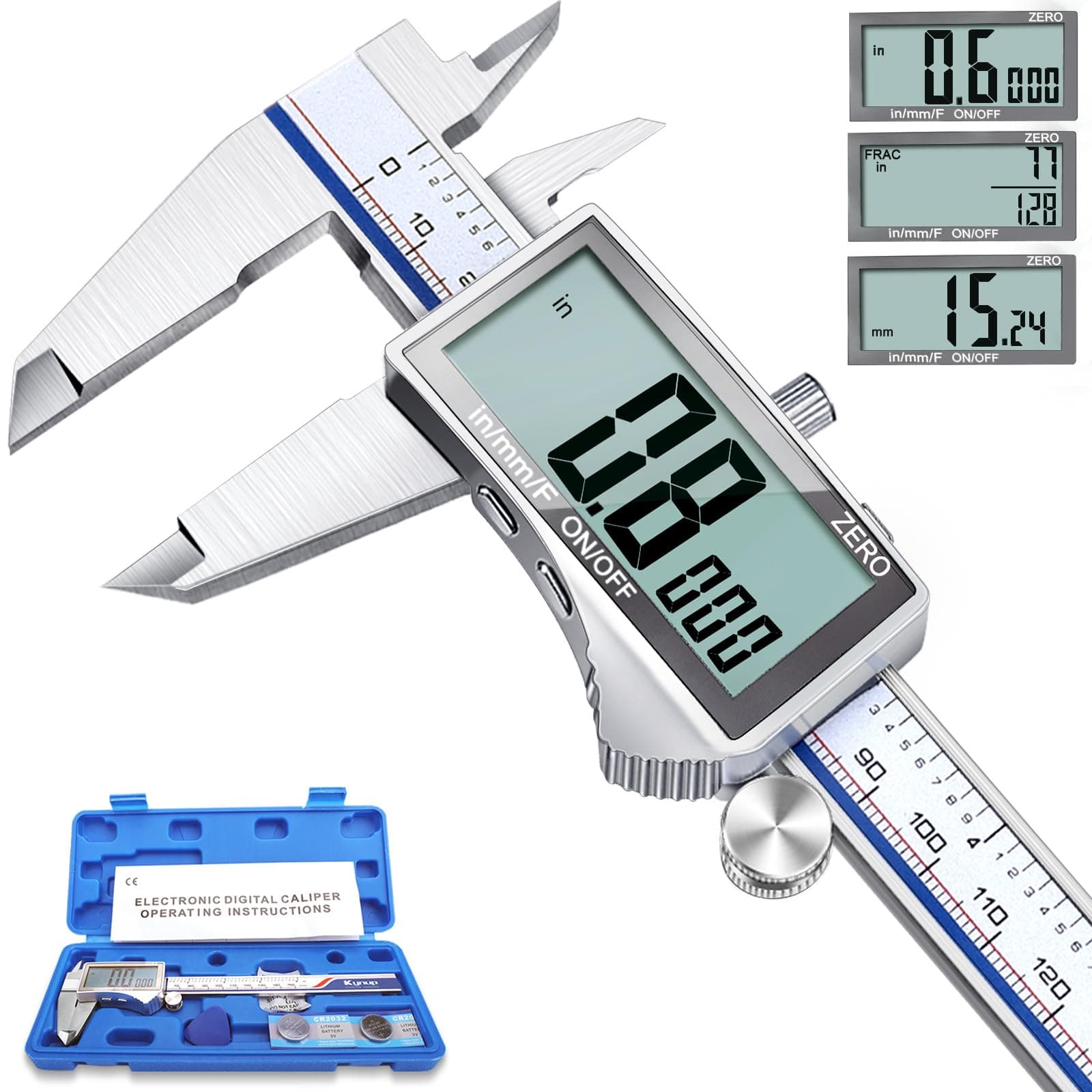 Kynup Digital Caliper, 150mm Electronic Caliper Measuring Tool, Stainless Ste...