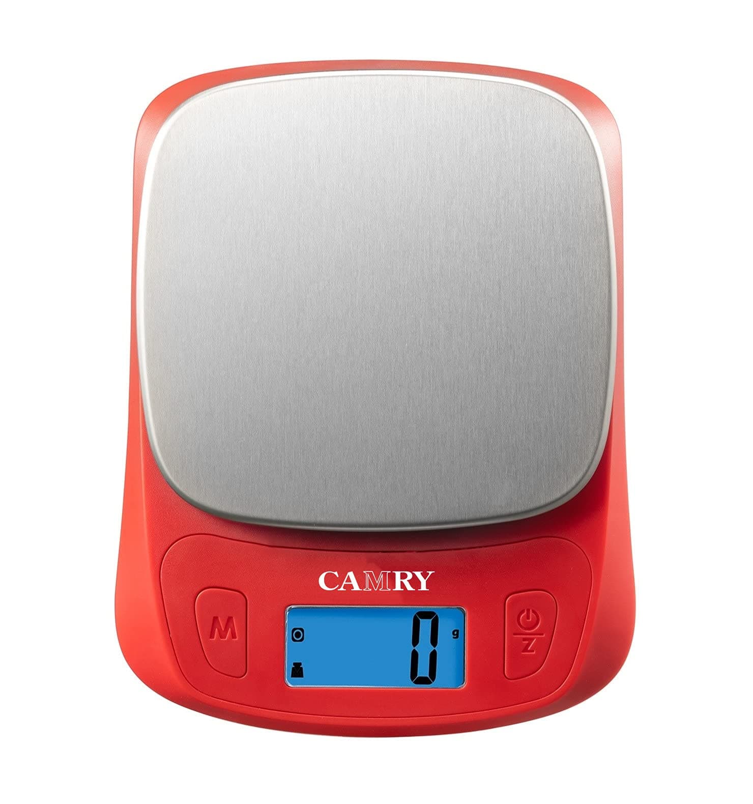 CAMRY Digital Kitchen High Accuracy Devision 1g Capacity 5kg/11lbs LCD Display Tara Function Auto Off Function Stainless Steel Anti-Fingerprint(Red)