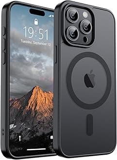 SUPFINE Magnetic for iPhone 15 Pro Max Case (Compatible with MagSafe) (Military Grade Drop Protection) Slim Translucent Matte Shockproof with Anti-Fingerprint Phone Case, Black