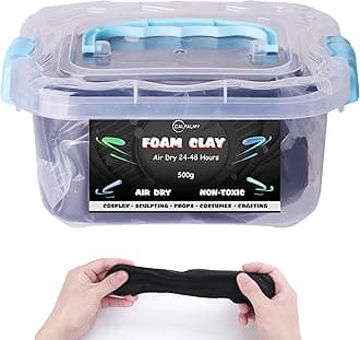 1.1lbs Moldable Cosplay Foam Clay (Black) – High Density and Hiqh Quality for Intricate Designs | Air Dries to Perfection for Cutting with a Knife or Rotary Tool, Sanding or Shaping