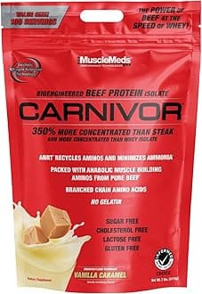 MuscleMeds Carnivor Beef Protein Isolate Powder, Vanilla Caramel, 7.39 Pound