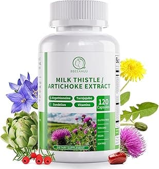 Milk Thistle Supplement, Liver Cleanse Detox & Repair Formula, 16-in-1 Herbal Liver Support Pill with Artichoke, L-Ergothioneine, Turnjujube Dandelion Extract for Liver & Antioxidant 120 Capsules