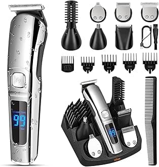 Ufree Beard Trimmer for Men, Waterproof Electric Razor for Nose, Body, Face & Mustache, Cordless Hair Clippers Shavers Grooming Kit, Gifts for Men Husband Father