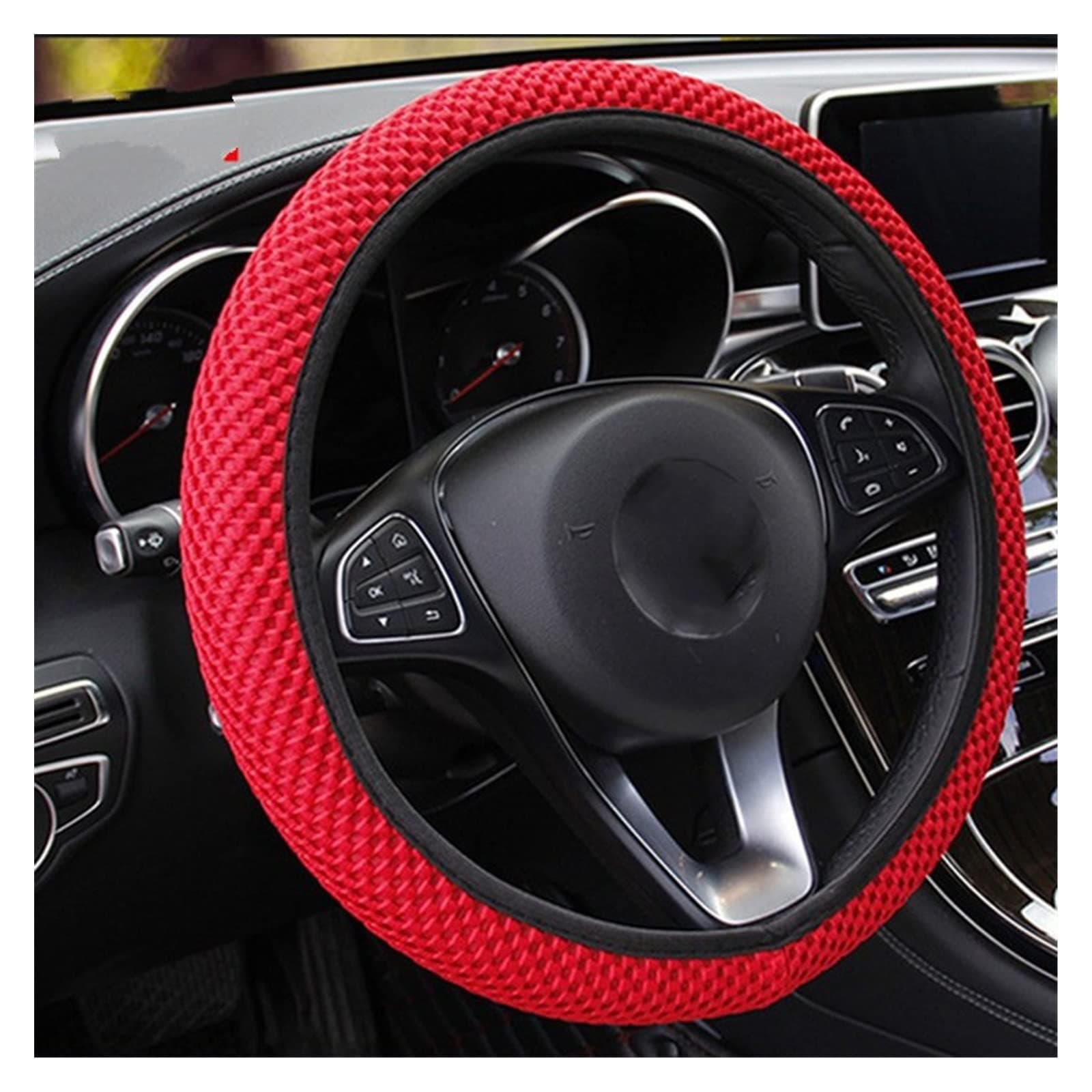 Steering Wheel Protector 1Pcs 38cm Four Seasons Stonego Car Steering Wheel Cover Breathable Sandwich Fabric Universal Steering Wheel Protector Couverture Volant (Color : 1)